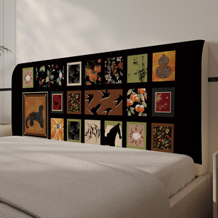 中古风床头套罩2025新款通用加厚靠垫保护套可拆洗软包防尘罩遮丑