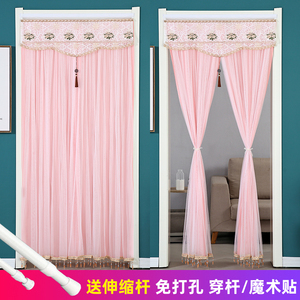 不透人沙门帘免打孔家用防蚊纱帘卧室厨房长门帘隔断帘半帘魔术贴