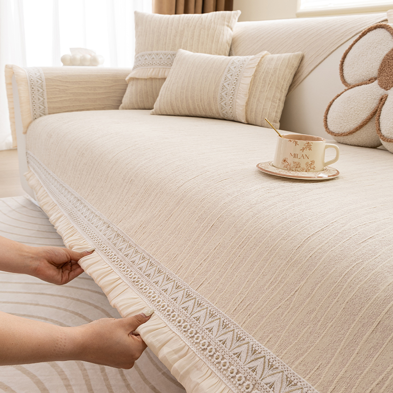 雪尼尔2025新款四季通用沙发垫法式奶油风坐垫子高级感沙发盖布巾