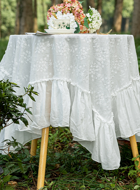 法式复古纯白色蕾丝桌布长方形圆形餐桌茶几台布浪漫ins风盖巾布