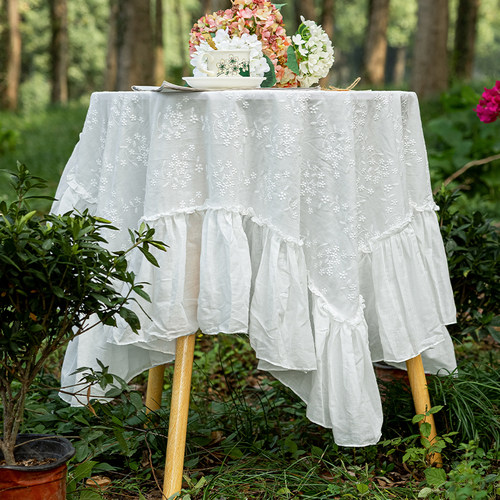 法式复古纯白色蕾丝桌布长方形圆形餐桌茶几台布浪漫ins风盖巾布