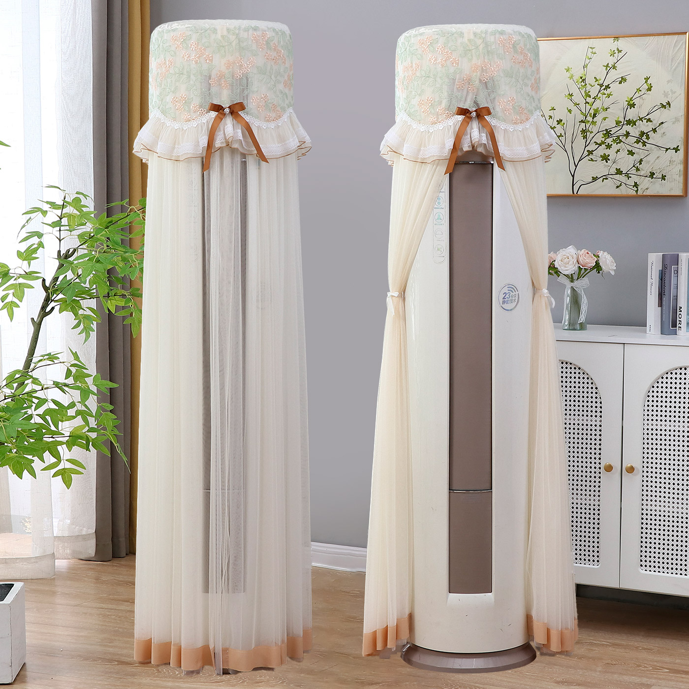 空调防尘罩立式圆柱形新款通用柜式专用高级感空调内机防尘布套子