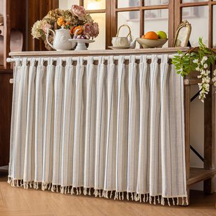 原木风日系简约条纹柜门遮挡帘子防尘遮丑鞋柜帘装饰开放式柜门帘