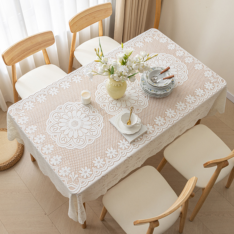 美人胚子简约现代蕾丝方桌布1