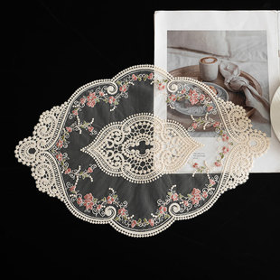 法式轻复古蕾丝花边桌杯餐垫刺绣花边镂空欧式桌垫布艺田园碎花