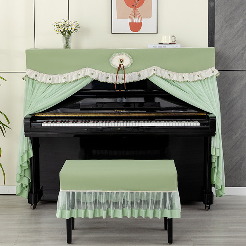 钢琴防尘罩轻奢高档防尘盖布高端大气电钢琴凳套罩家用蕾丝琴套布