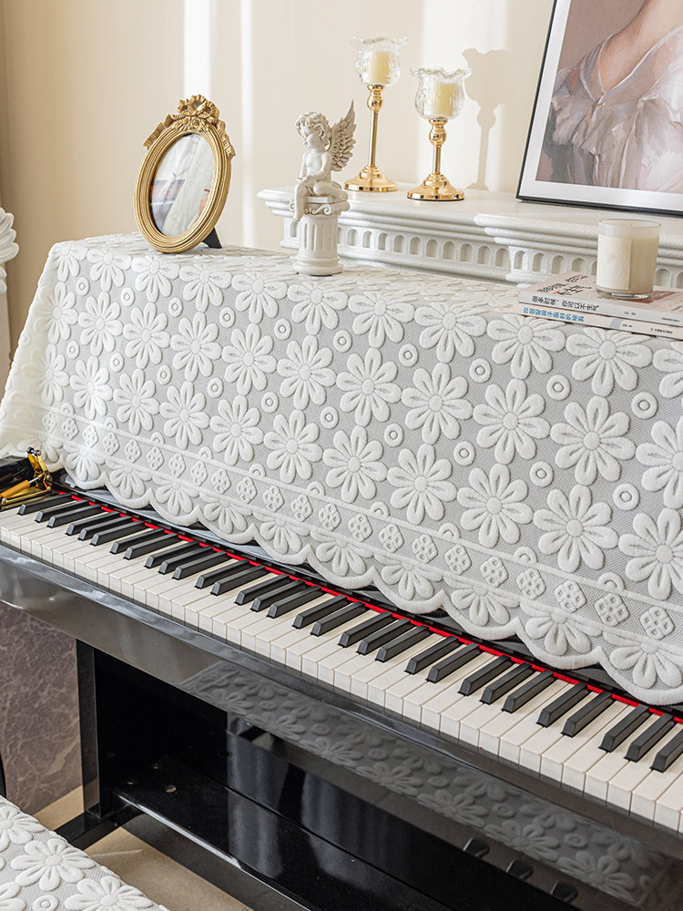 法式覆古钢琴防尘罩半罩现代简约巾凳套全罩高级感电钢琴罩盖布
