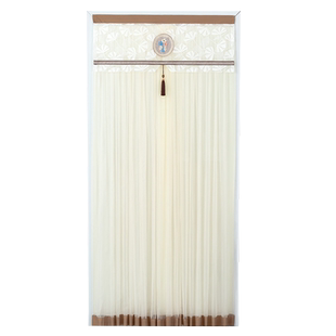 新款高档门帘防蚊隐私免打孔伸缩杆双层纱卧室房间蕾丝纱帘隔断帘