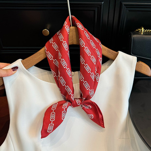 安格拉红色真丝丝巾女2025新款小方巾百搭100%桑蚕丝斜纹绸小领巾