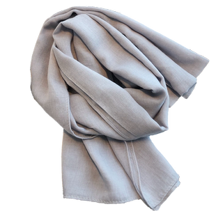 日系棉麻围巾春秋纯色小长条百搭围巾女冬季2026新款小领巾搭裙子