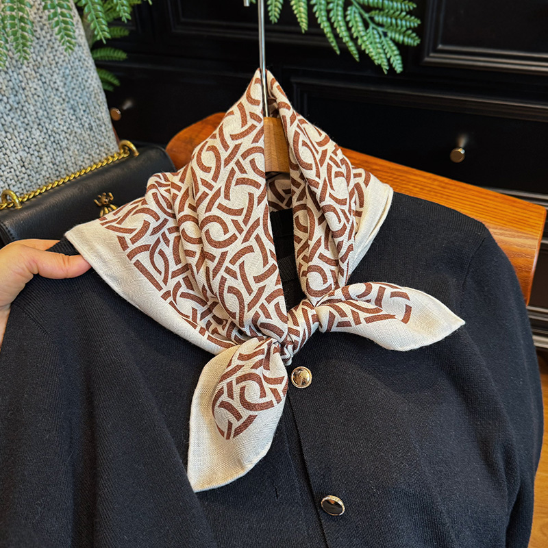 双面双色真丝丝巾女2025新款中方巾百搭桑蚕丝羊毛混纺秋冬小领巾