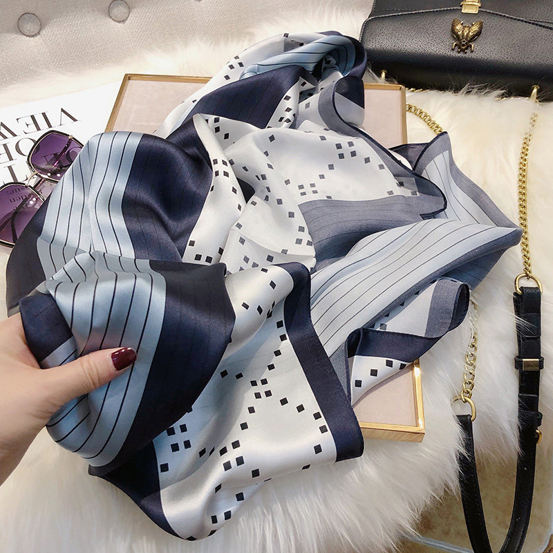 蓝色真丝丝巾女百搭秋冬装饰披肩两用100%桑蚕丝长款韩版围巾装饰,服饰配件/皮带/帽子/围巾,围巾/丝巾/披肩,淘宝优惠券,粉丝福利购,淘宝优惠卷