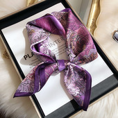 小领巾 中方巾百搭100%桑蚕丝春秋款 国风紫色真丝丝巾新款 2026爆款