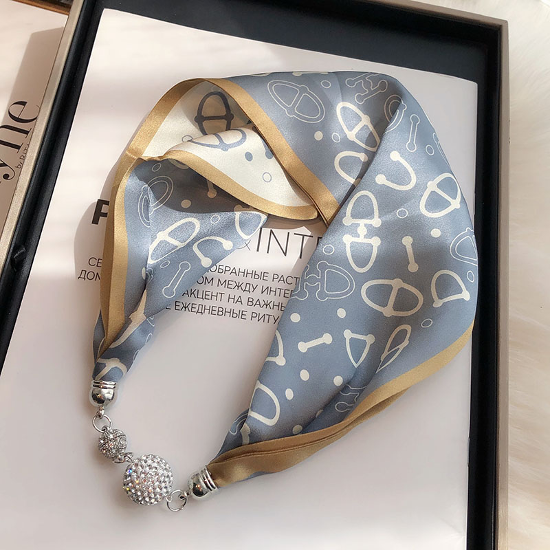 100%真丝丝巾吊坠项链夏季长条巾