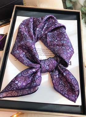 百搭紫色真丝丝巾2025新款女中方巾高档送礼丝绸100%桑蚕丝小领巾