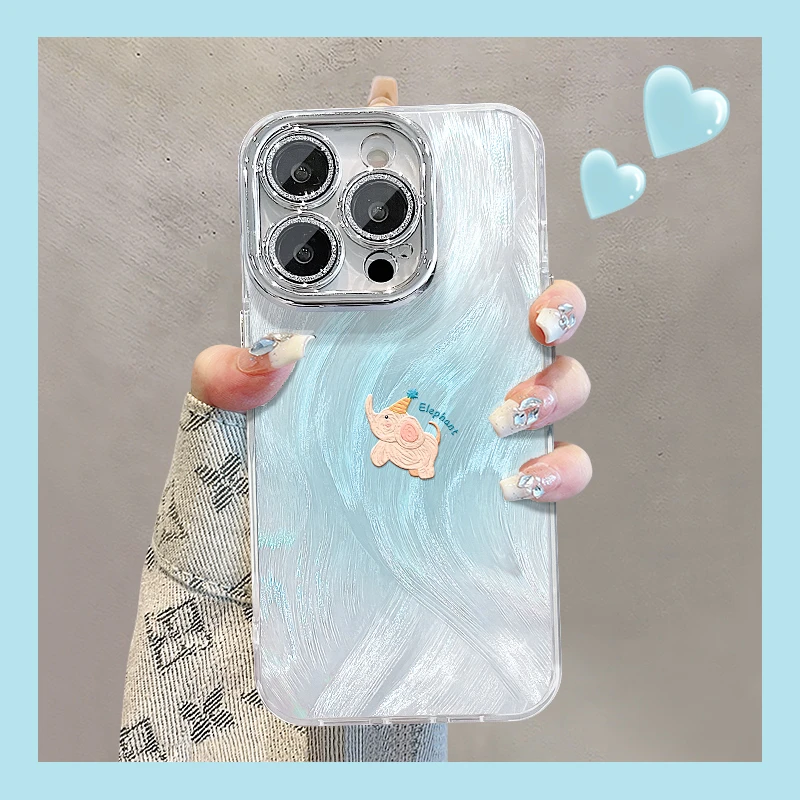 晕染小象适用苹果16PROMAX手机壳iphone15/14PRO新款华为mate60精孔羽纱壳荣耀200/Pura70小米15Reno13/S20