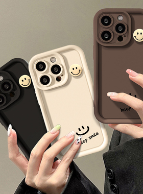 立体微笑公仔适用OPPOReno10手机壳reno9pro+男女新款0ppo情侣reno8/7se简约k10防摔5k/4se硅胶a1/a58x/a93s