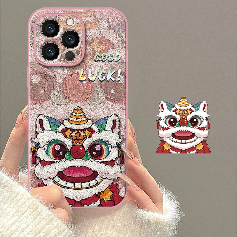 2025蛇年醒狮适用苹果16PROMAX手机壳iphone15/14新年款华为mate70pro荣耀300女VIVOX200小米15小羊皮Reno13