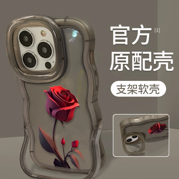 红玫瑰适用苹果16promax手机壳iphone15新款小米14华为mate60pro双支架pura70女opporeno13荣耀vivos20