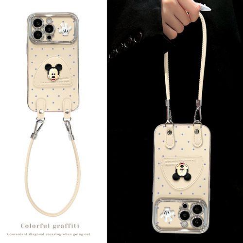 电镀大视窗波点米奇支架手机壳