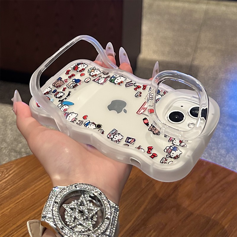 围圈凯蒂KT猫适用苹果16promax手机壳iphone15新款小米14华为mate60pro双支架pura70女opporeno13荣耀vivos20