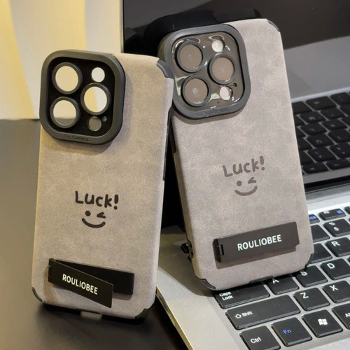 瞳眼翻毛皮luck微笑适用苹果16promax手机壳iphone15/14新款华为mate60pro简约Pura70男女荣耀200/Reno12/S19