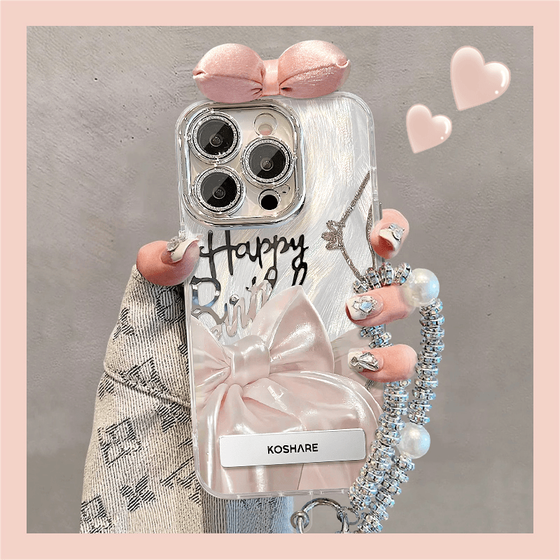 粉色丝绸蝴蝶结适用苹果16promax手机壳iphone15/14新款华为mate60pro+女P70精孔羽纱OPPOReno12/S19/小米14