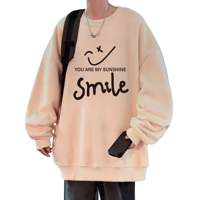 潮流宽松百搭休闲笑脸印花卫衣