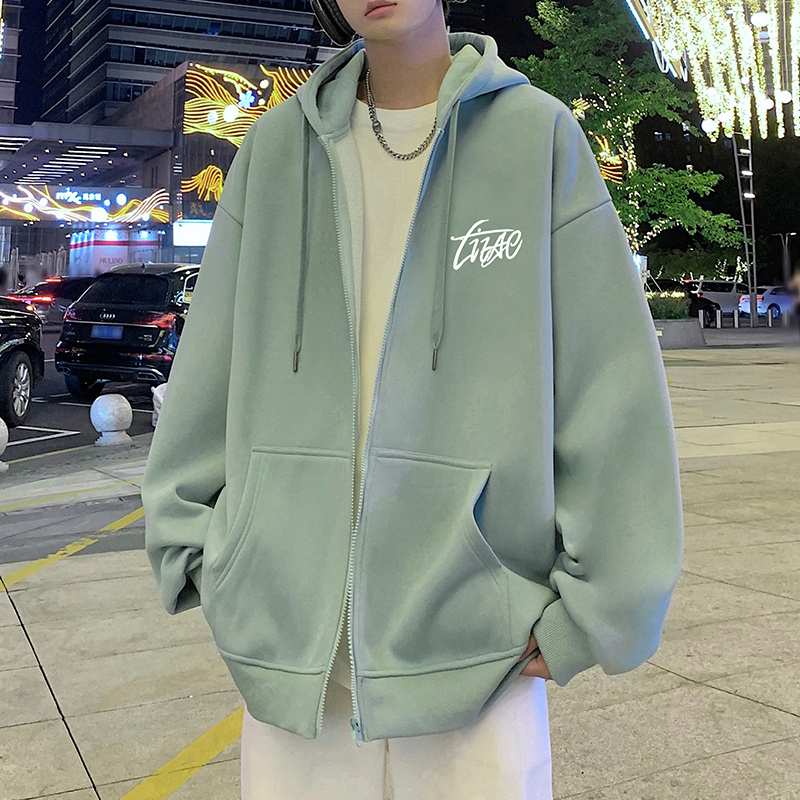 卫衣男秋冬季2025新款拉链开衫连帽上衣高街大码潮牌美式休闲外套