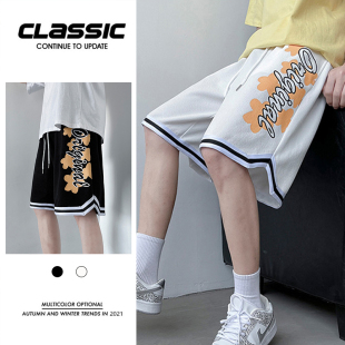 子速休五分裤 潮流港风宽松健身篮球裤 男夏季 速发干闲运动短裤