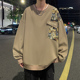 刺绣圆领卫衣男秋冬季 套头上衣服美式 2026新款 港风国潮宽松打底衫