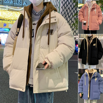 假两件棉服男冬季新款连帽休闲外套oversize港风宽松潮牌保暖棉袄