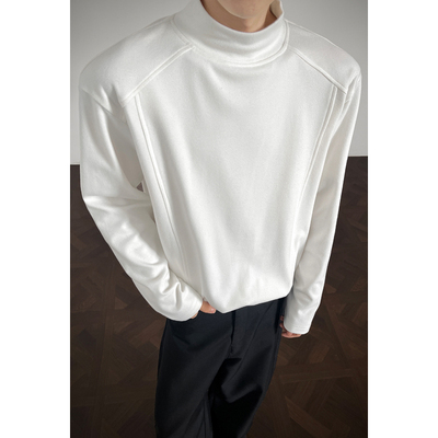 半高领德绒打底衫男秋冬季2025新款宽松大码内搭上衣服长袖针织衫