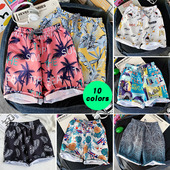 子潮牌港风运动休闲五分大裤 男潮流速干宽松沙滩裤 衩薄 花短裤 夏季