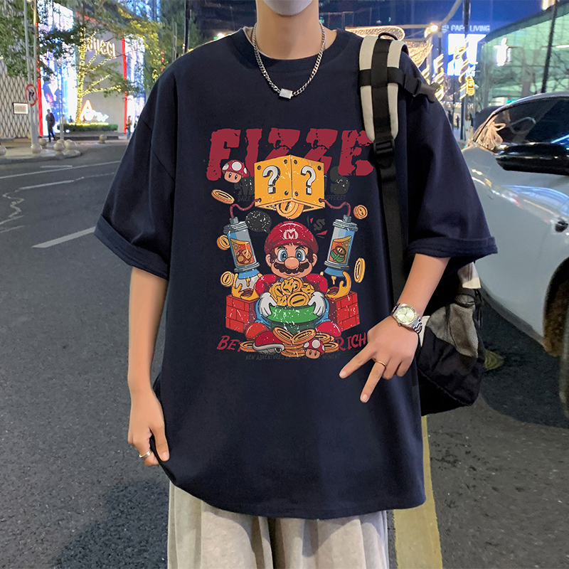 短袖T恤男夏季新款重磅纯棉体恤大码男生宽松半袖潮牌运动上衣服