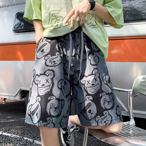 印花短裤男潮流五分速干沙滩裤子