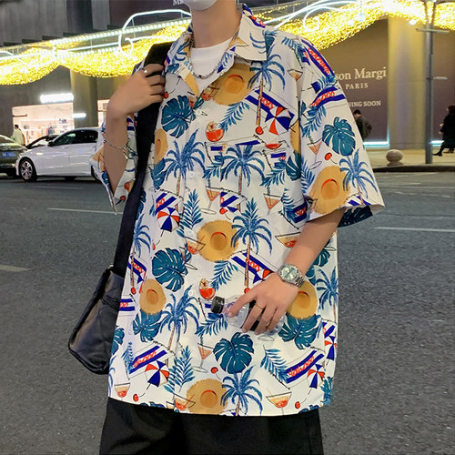 冰丝短袖衬衫潮流宽松休闲百搭