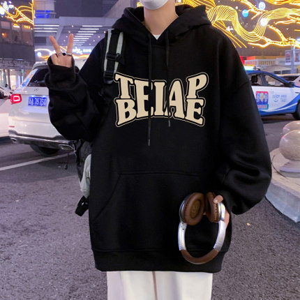 纯棉重磅连帽美式卫衣男春秋季新款港风潮牌帽衫情侣宽松国潮外套