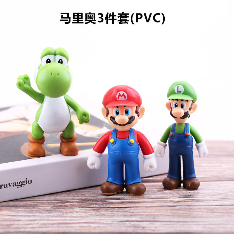 马里奥3款生日蛋糕装饰摆件公仔路易吉马里奥烘焙手车饰摆件