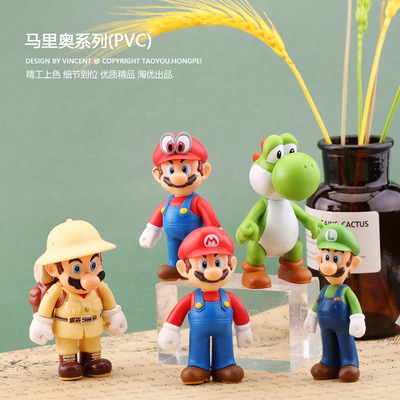 盲盒手办车饰超级玛丽马里奥pvcl两款装饰摆件生日蛋糕烘焙玩具公