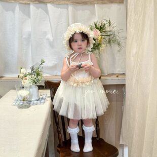 苏沫婴幼儿夏季新款新生儿婴童女宝宝韩系吊带网纱连体包屁裙6561