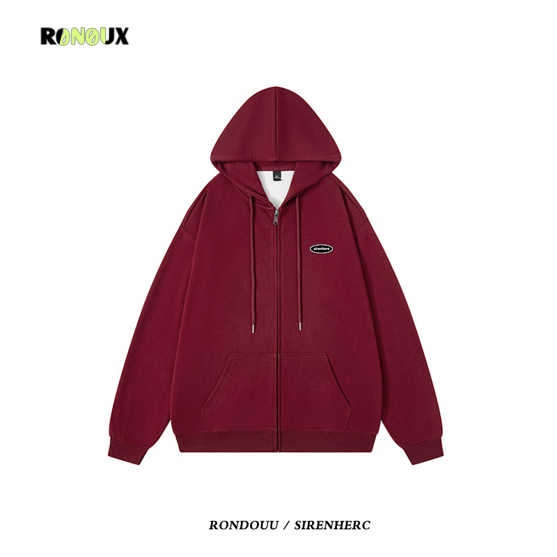 美式复古连帽卫衣女秋冬加绒加厚宽松慵懒风oversize拉链开衫外套