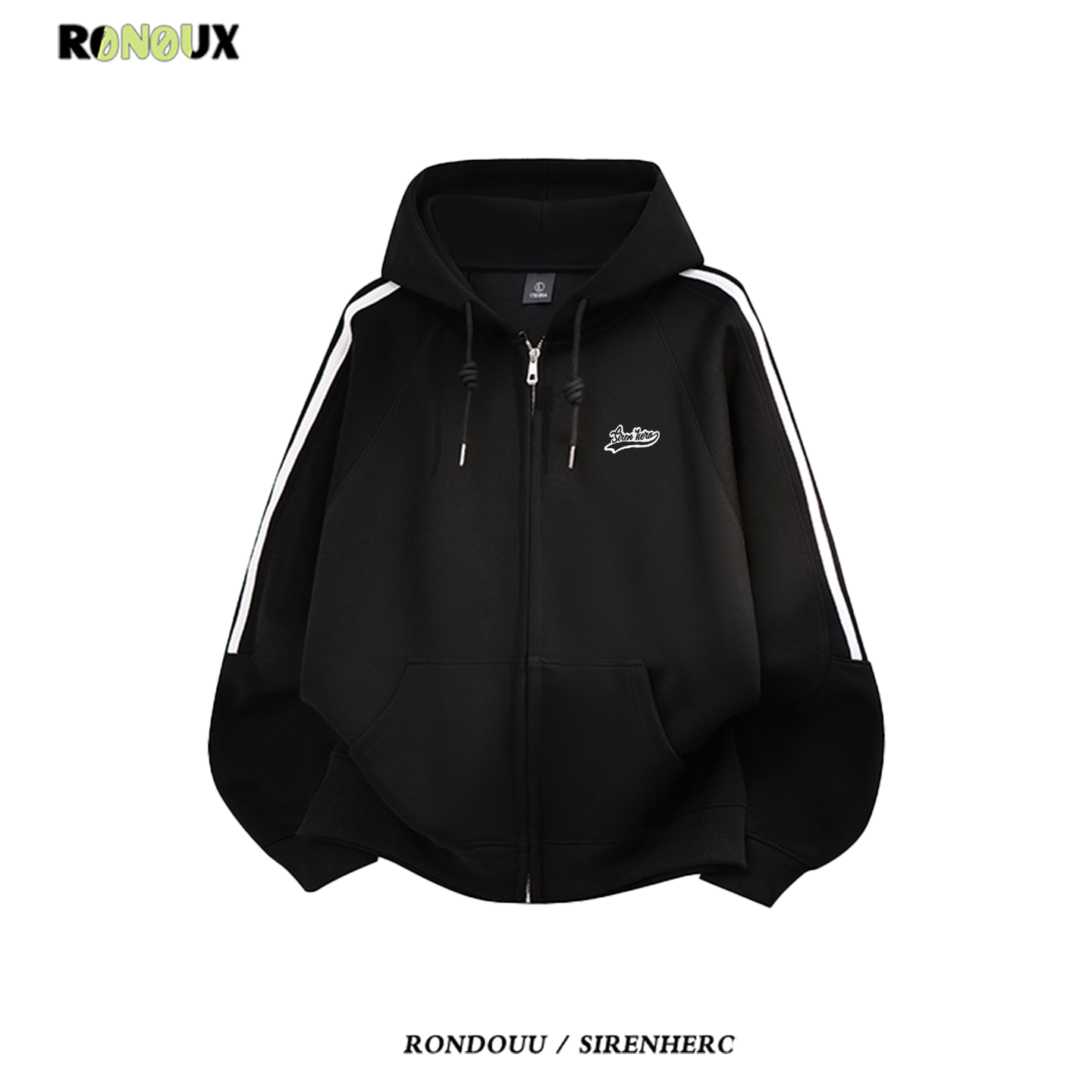 美式复古三条纹连帽卫衣男女春秋宽松慵懒风潮牌情侣运动开衫外套