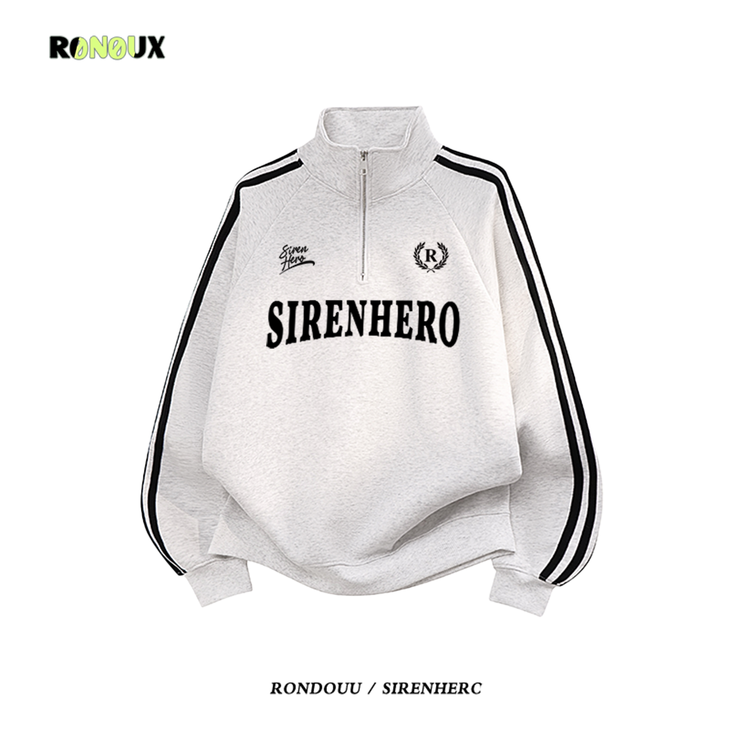 美式三条杠半拉链立领卫衣外套女