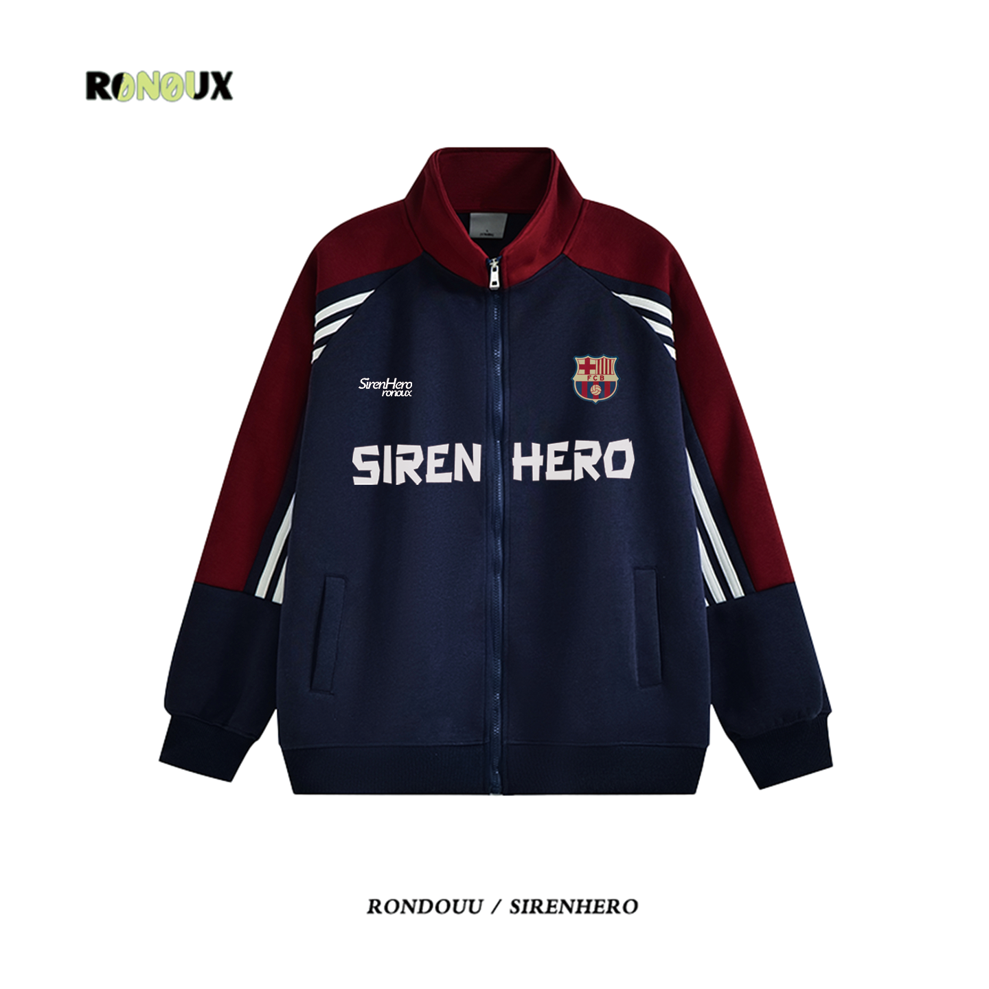 美式撞色立领卫衣外套女秋冬加绒