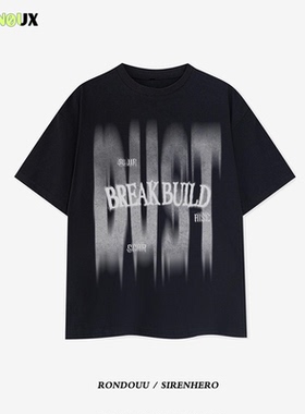 夏季美式高街oversize短袖t恤男女重磅宽松慵懒风hiphop潮牌上衣