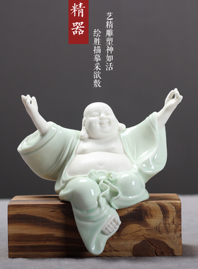 陶瓷博古架中式风禅意人物工艺品