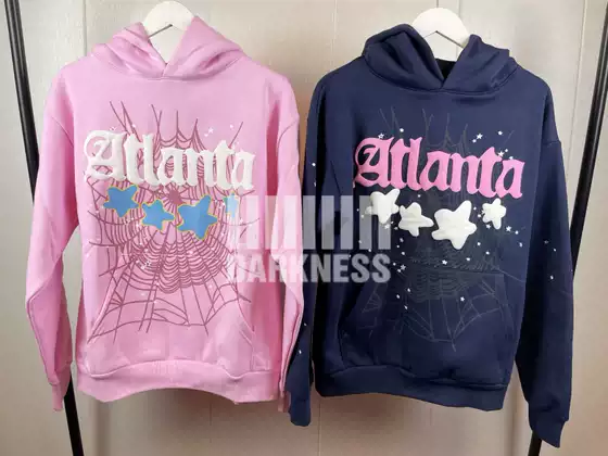 In-Stock Sp5Der Spider Web Atlanta Light Pink Navy Blue Hoodie Sweatshirt