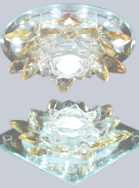 水晶荷花过道灯创意走廊玄关入户阳台进门灯led家用轻奢射灯明装