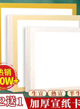 加厚国画宣纸卡纸扇面宣卡纸空白生宣纸熟宣纸工笔画毛笔书法练字专用纸半生半熟水彩画宣纸软卡镜片纸作品纸